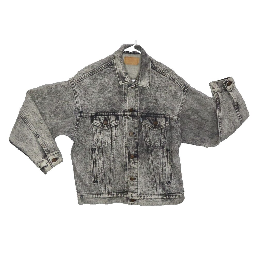 Vintage Levi's 70507 Acid Wash Denim‎ Trucker Jacket Black USA Made 90s Medium